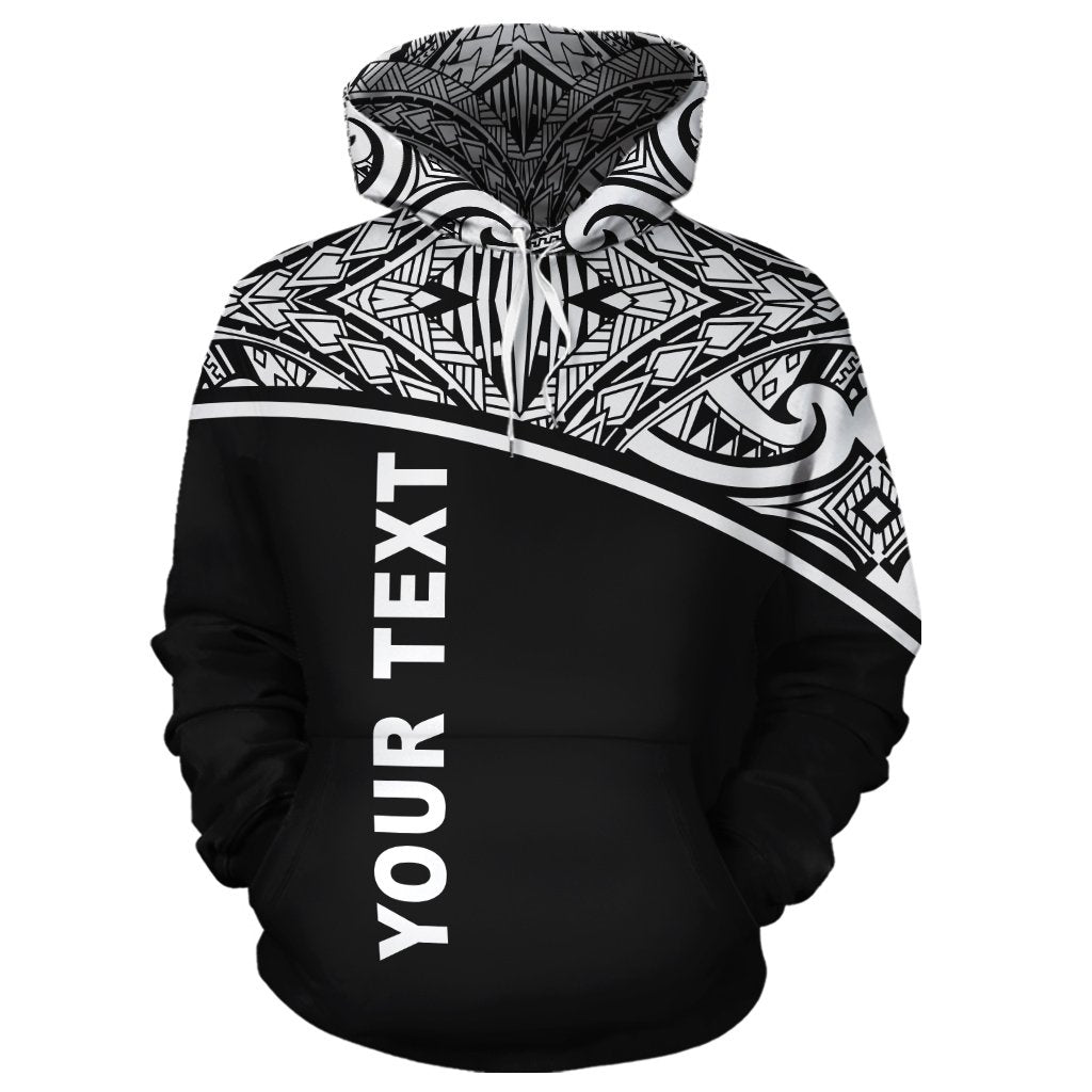 Custom Text Vanuatu Polynesian Personalised Custom Hoodie Black Curve
