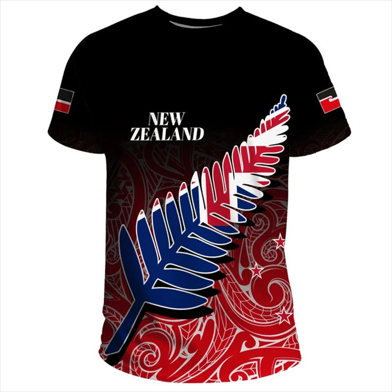 New Zealand Flag Shirt NZ Silver Fern Polynesian Pattern Unisex Tee Shirt