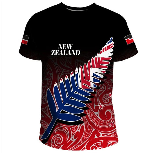 New Zealand Flag Shirt NZ Silver Fern Polynesian Pattern Unisex Tee Shirt