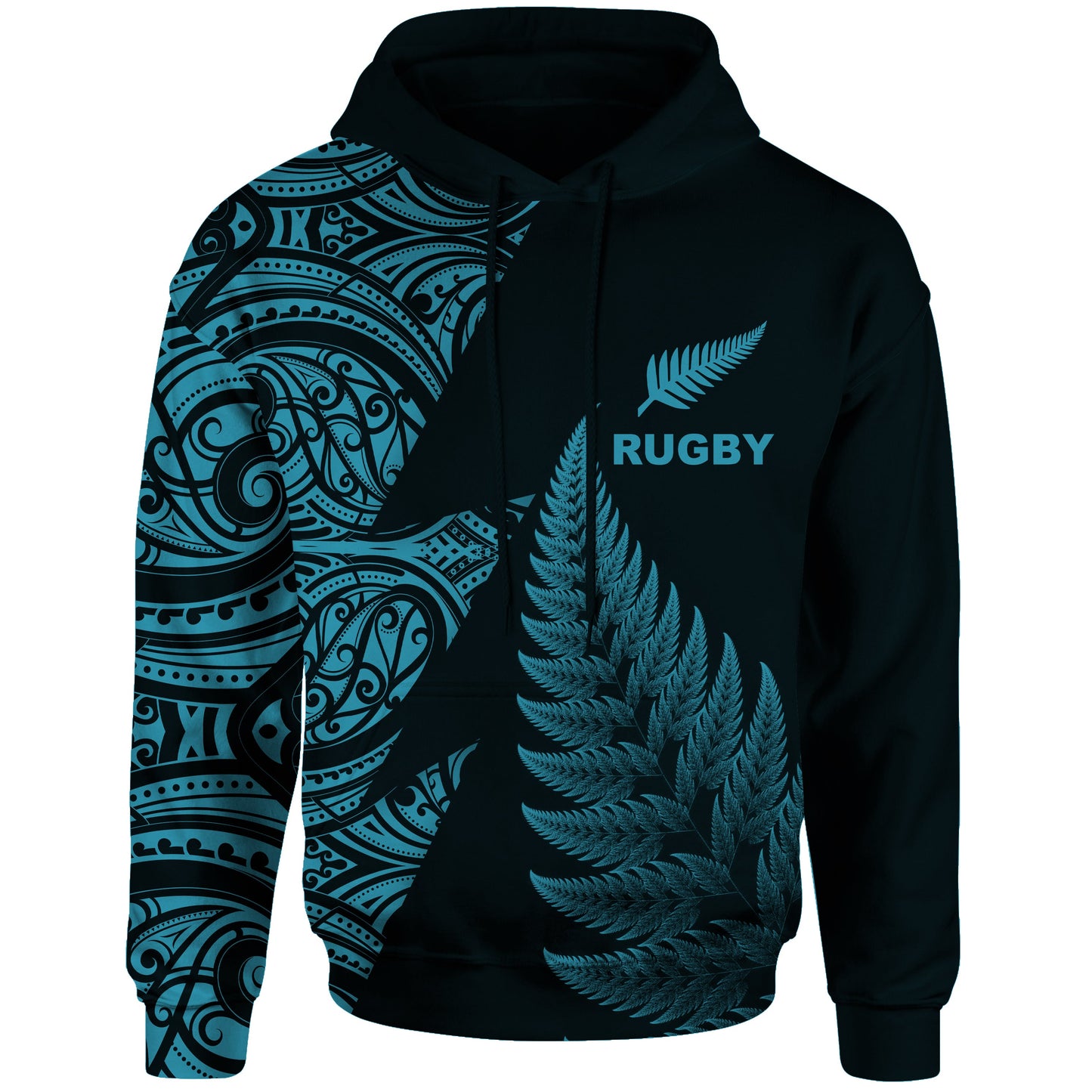 New Zealand Rugby Hoodie Aotearoa Maori Style Blue