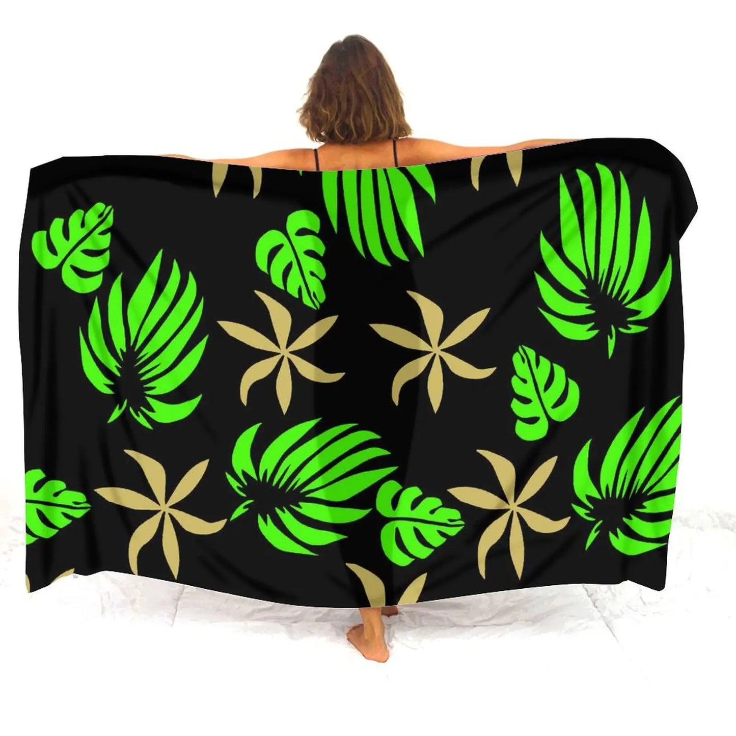 Polynesian Women'S Sarong Apron Polynesian Tropical Pattern Black Sarong Beach For Her