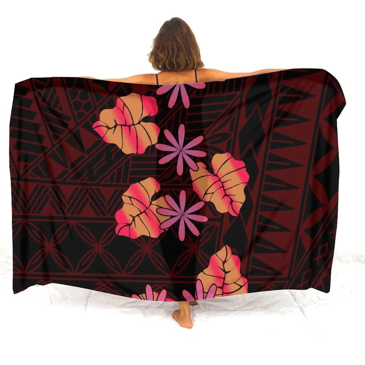 Red Polynesian Women'S Sarong Apron Polynesian Tribal Pattern Sarong Beach For Her
