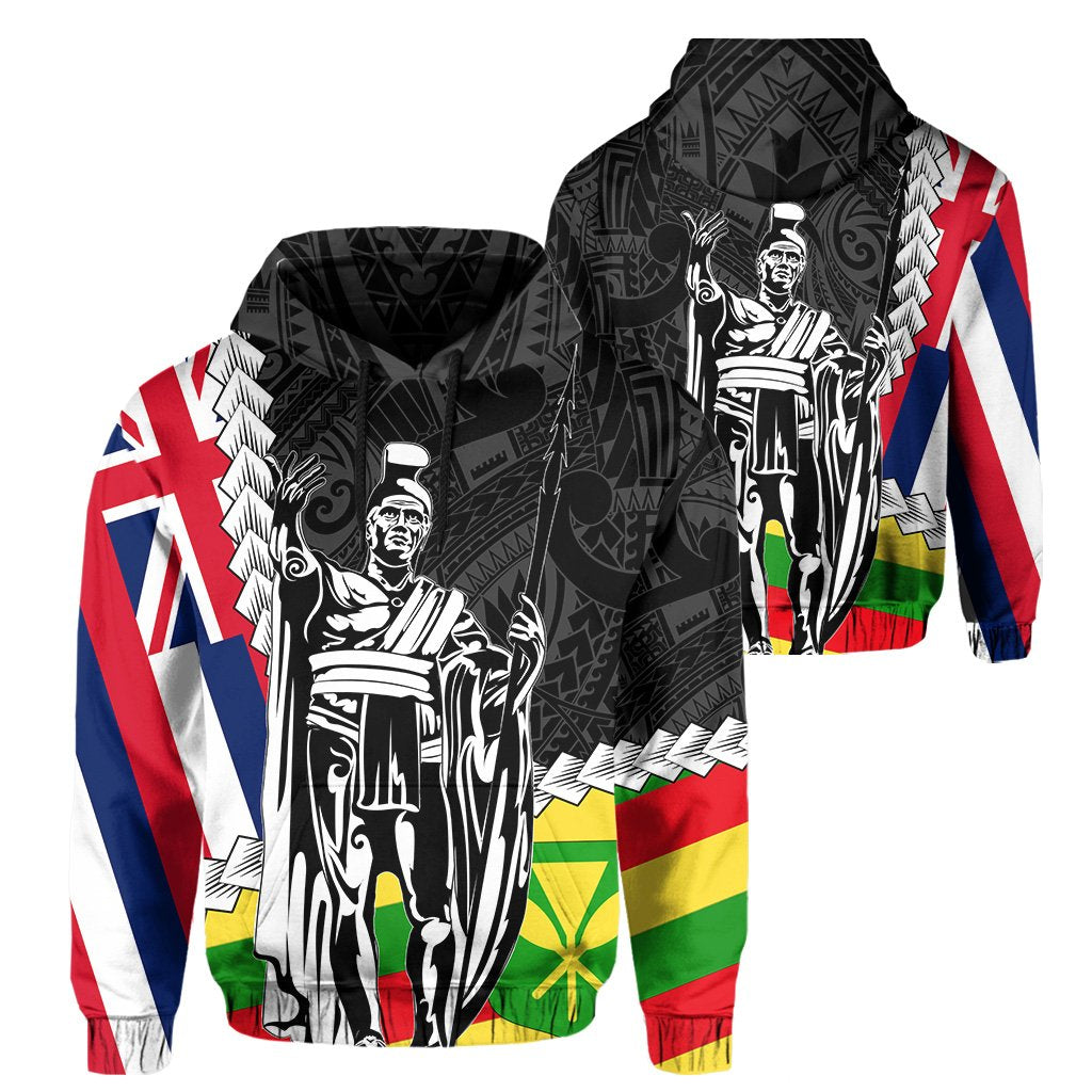 Hawaii Two Flag Kanaka Maoli King Polynesian Hoodie