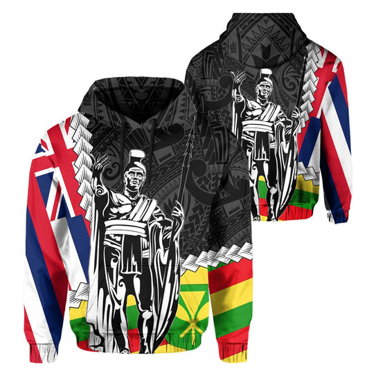 Hawaii Two Flag Kanaka Maoli King Polynesian Hoodie