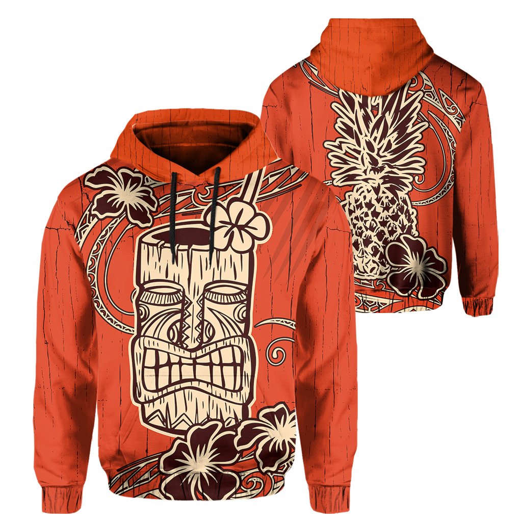 Hawaii Tiki Polynesian Hoodie Orange AH