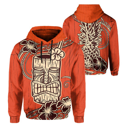Hawaii Tiki Polynesian Hoodie Orange AH