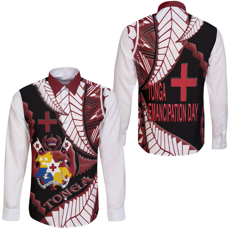 Tonga Emancipation Day Hawaii Long Sleeve Button Shirt Kupesi Pattern No.3