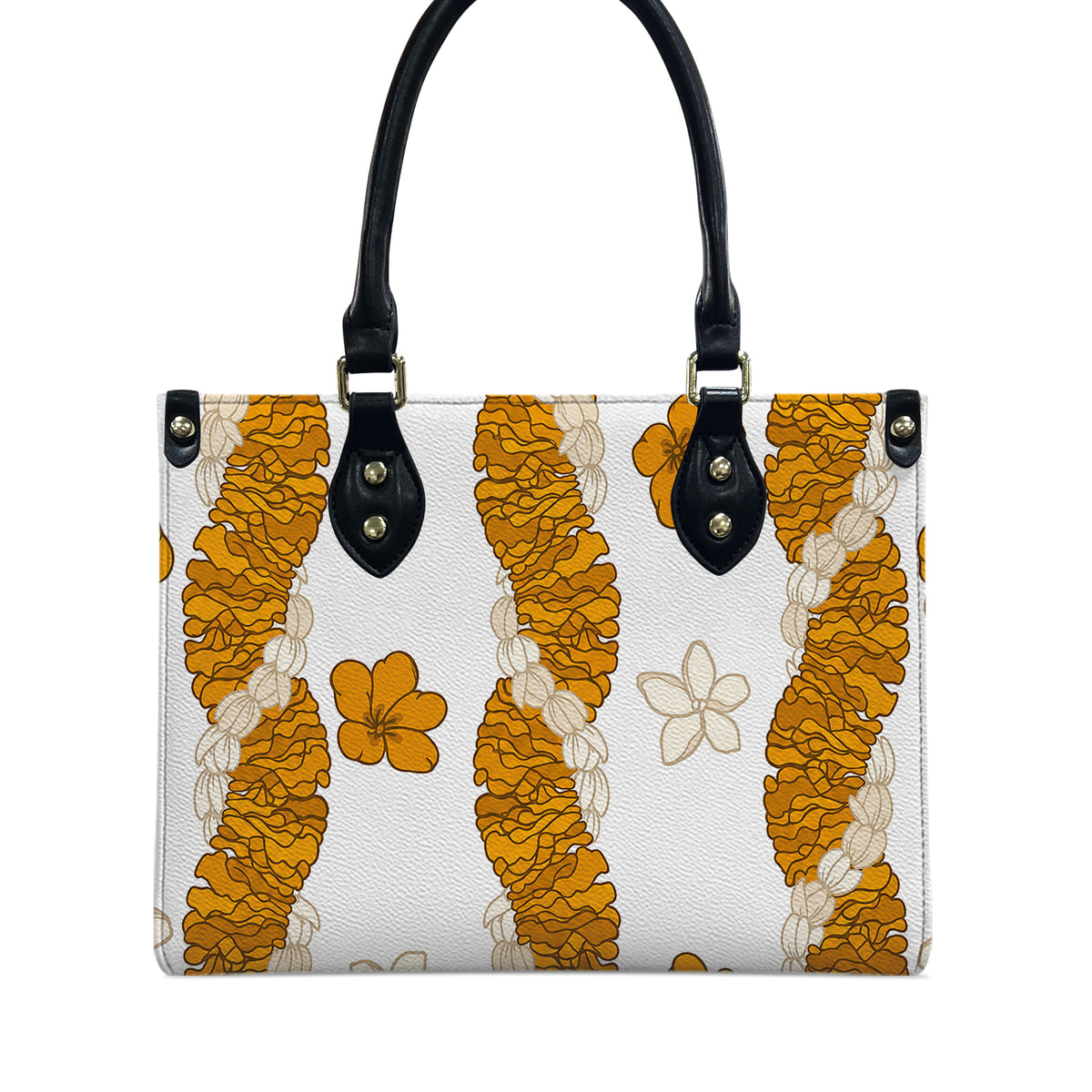 Puakenikeni Hawaiian Flower Lei White Leather Handbag
