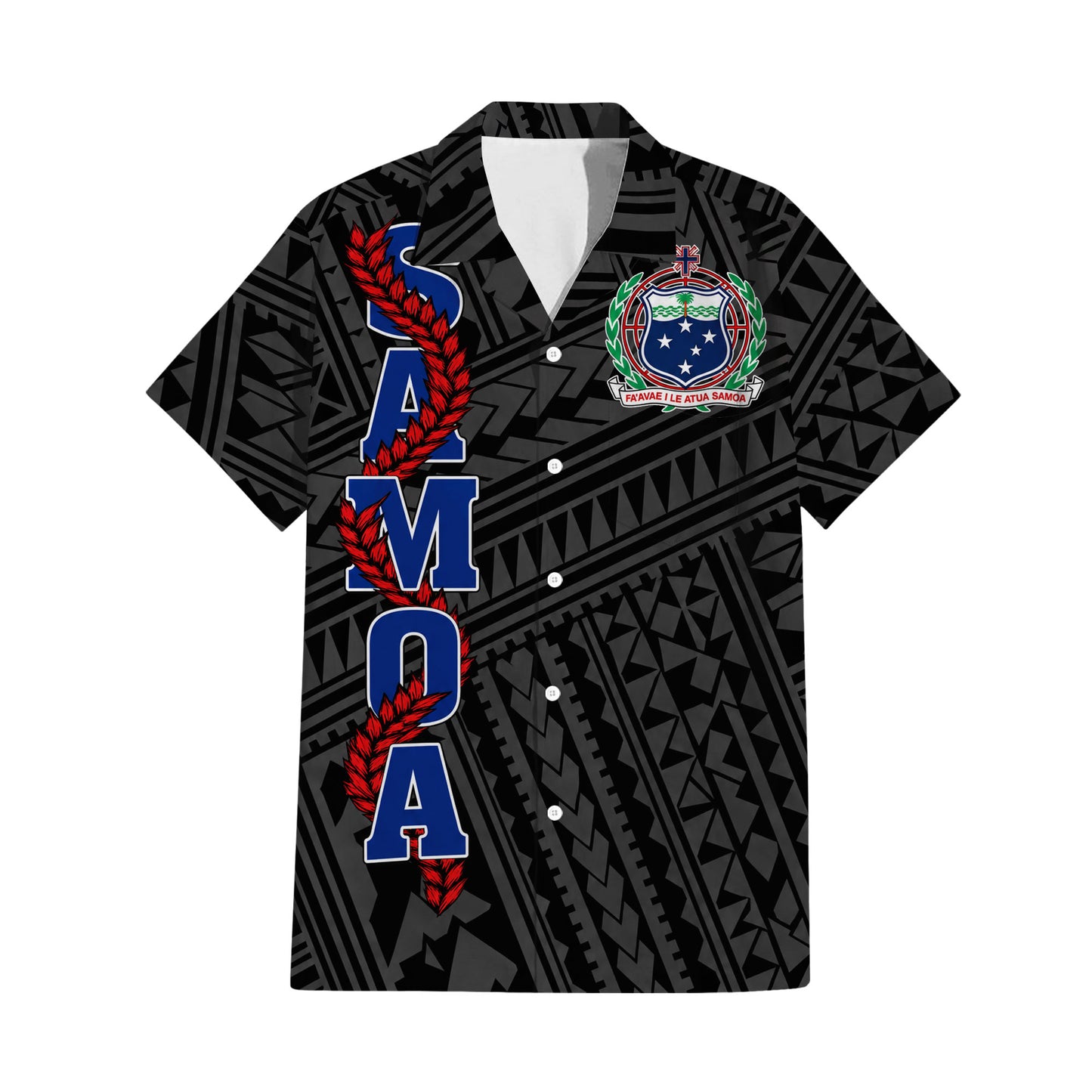 Samoa Coat Of Arms Couple Outfit Matching Polynesian Tribal Pattern Black Dress And Hawaiian Shirt For Her Him