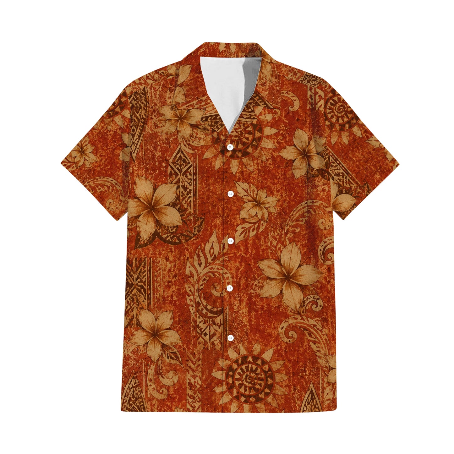 Polynesian Tribal Vintage Flowers Pattern Matching Outfit For Couple Tropical Puletasi Dress And Hawaiian Shirt For Her Him