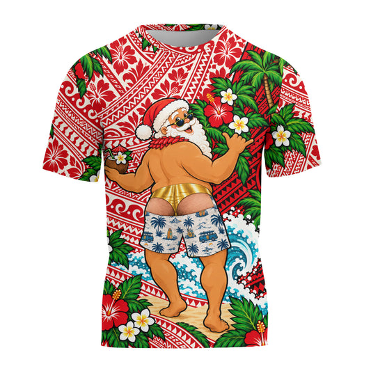 Funny Santa Shirt Polynesian Tribal Christmas T Shirt