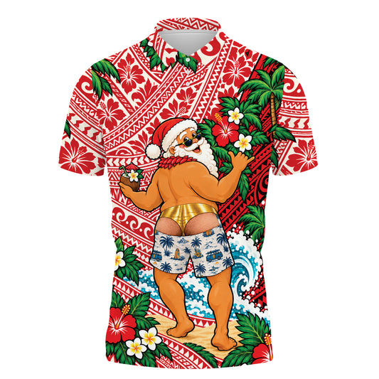 Funny Santa Shirt Polynesian Tribal Christmas Polo Shirt