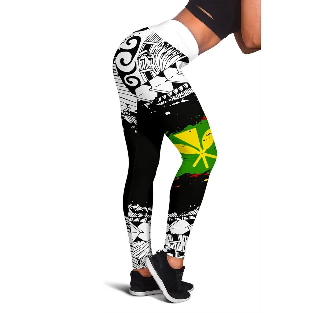 Polynesian Kanaka Flag Leggings - Nora Style - White