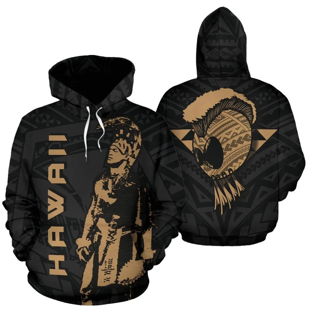 Hawaii Helmet Polynesian Gold Kanaka Warrior Hoodie