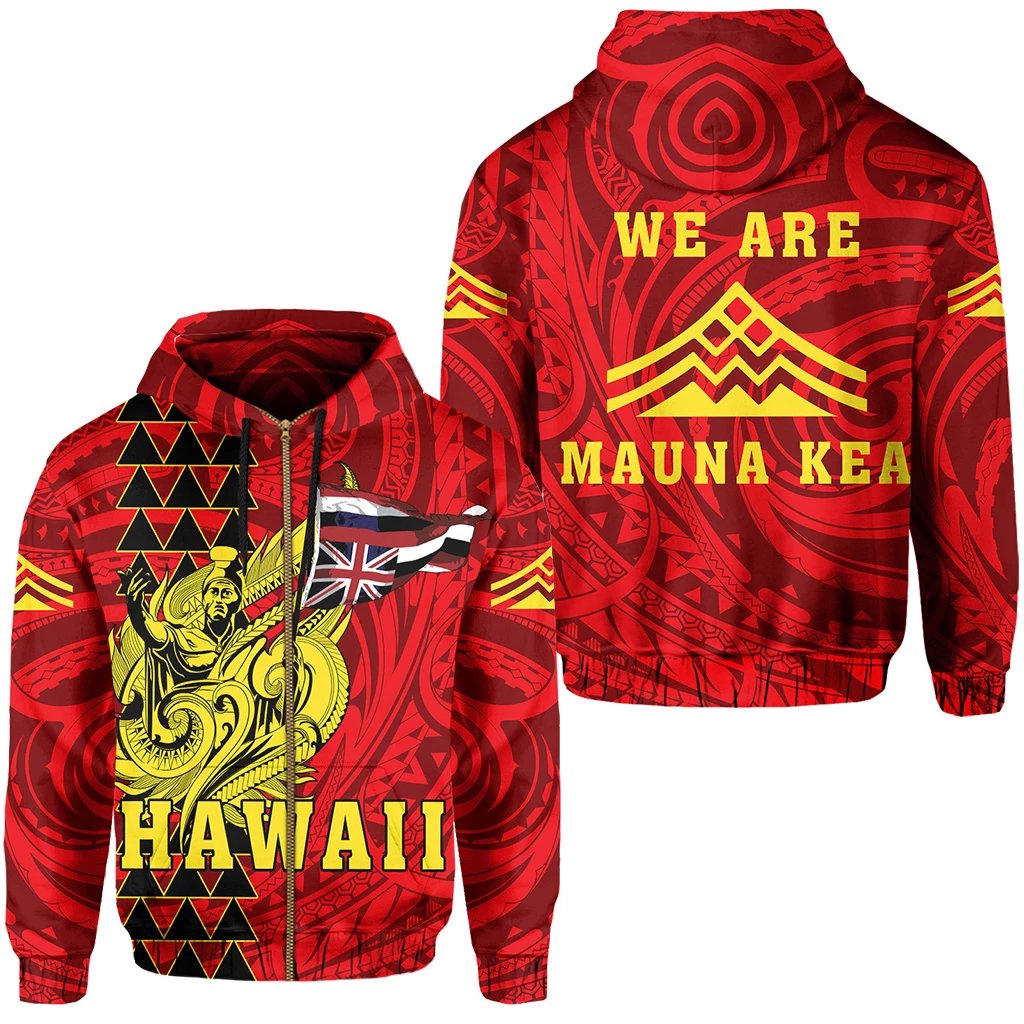 Hawaii Hoodie Zip King Mauna Kea Flag