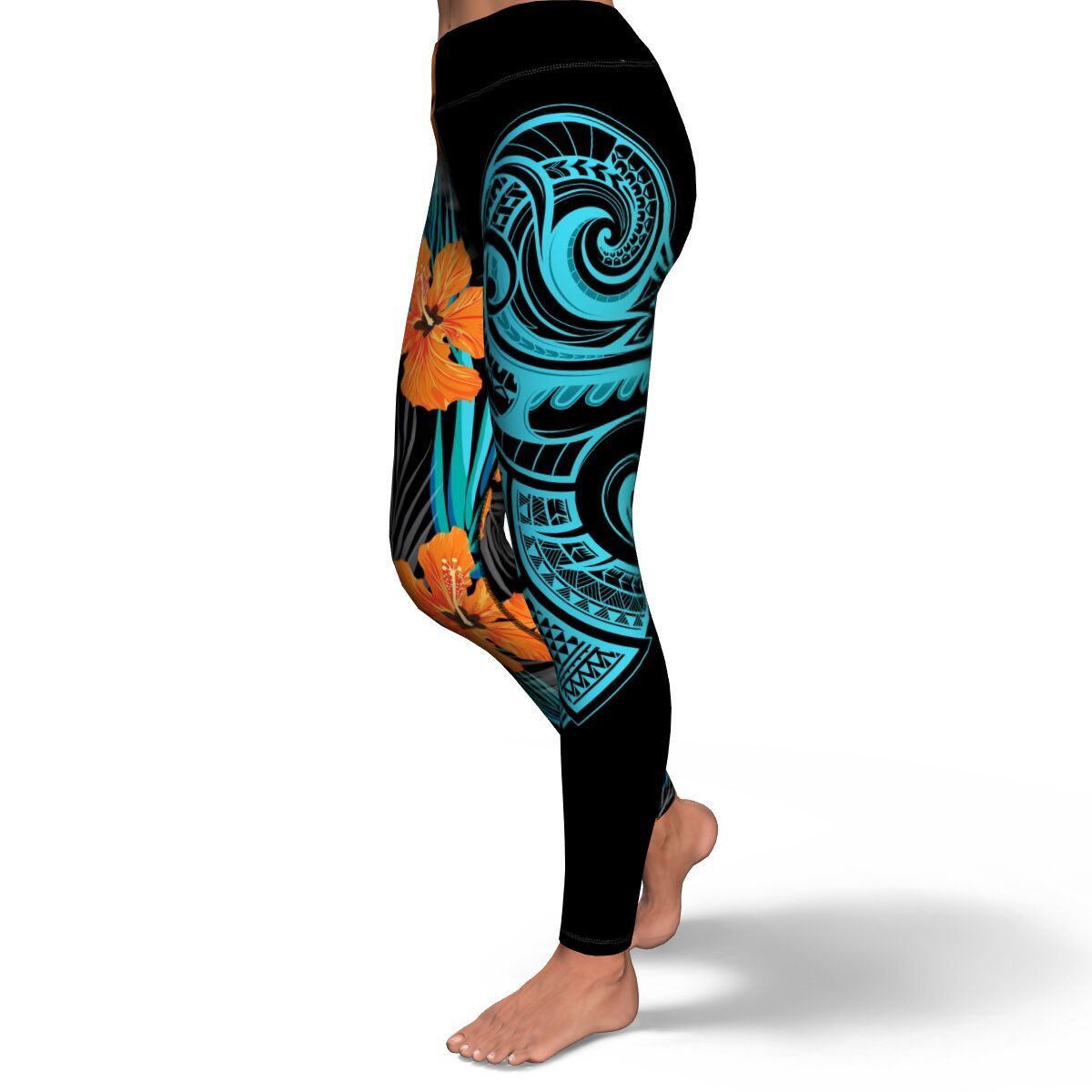 Polynesian Legging - Hawaiian Flower Pattern Leggings NN0
