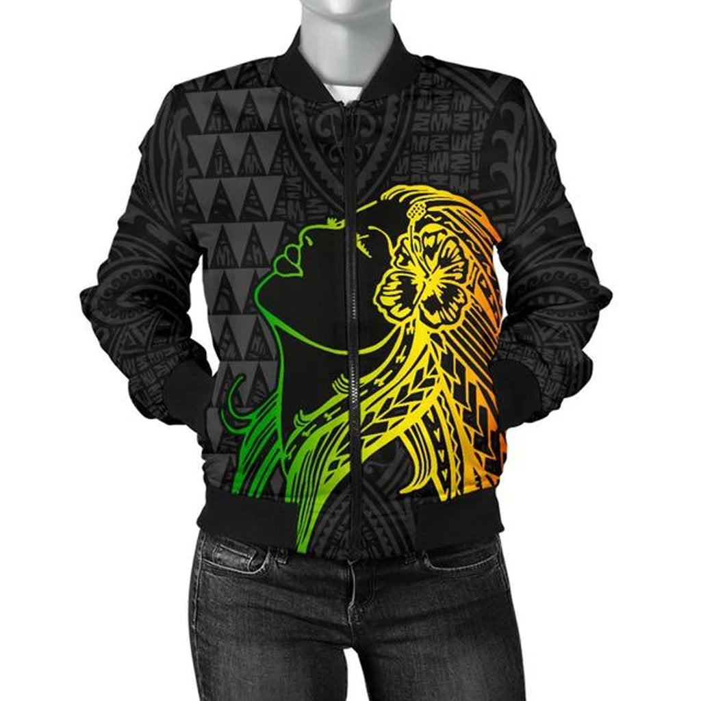 Hula Girl And Turtle Hibiscus Women's Bomber Jacket