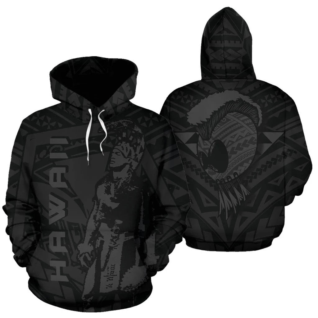 Hawaii Helmet Polynesian Gray Kanaka Warrior Hoodie