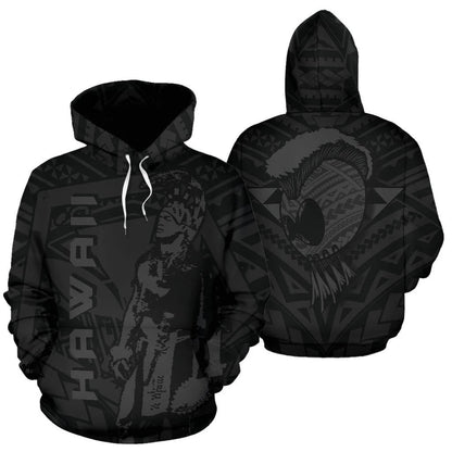 Hawaii Helmet Polynesian Gray Kanaka Warrior Hoodie