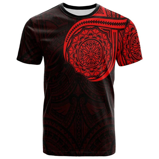 New Zealand Shirt Polynesian Maori Rugby Ball Print Red T Shirt All Over Print