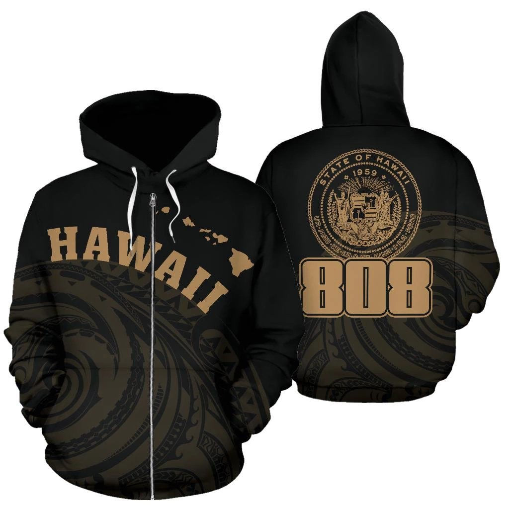 Hawaii Polynesia Hoodie Golden Tatau Style