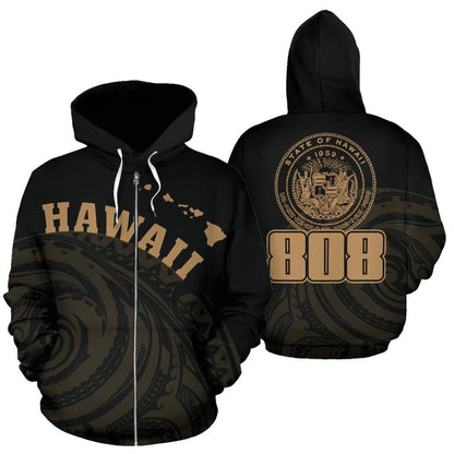 Hawaii Polynesia Hoodie Golden Tatau Style