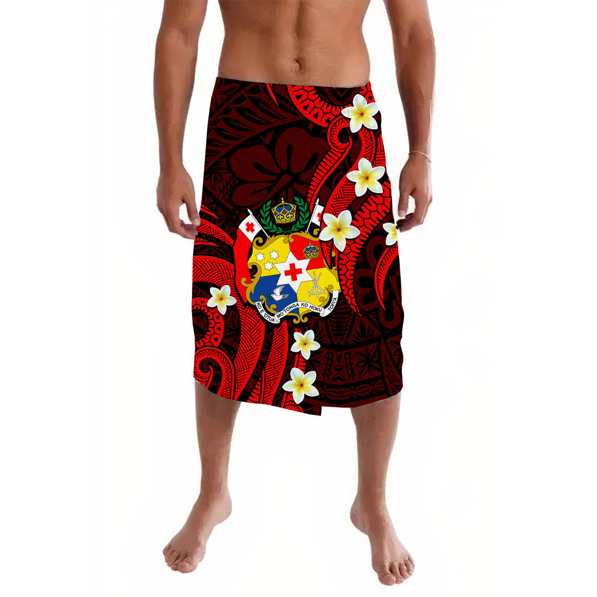 Tonga Lavalava Tongan Pattern with Plumeria Flowers