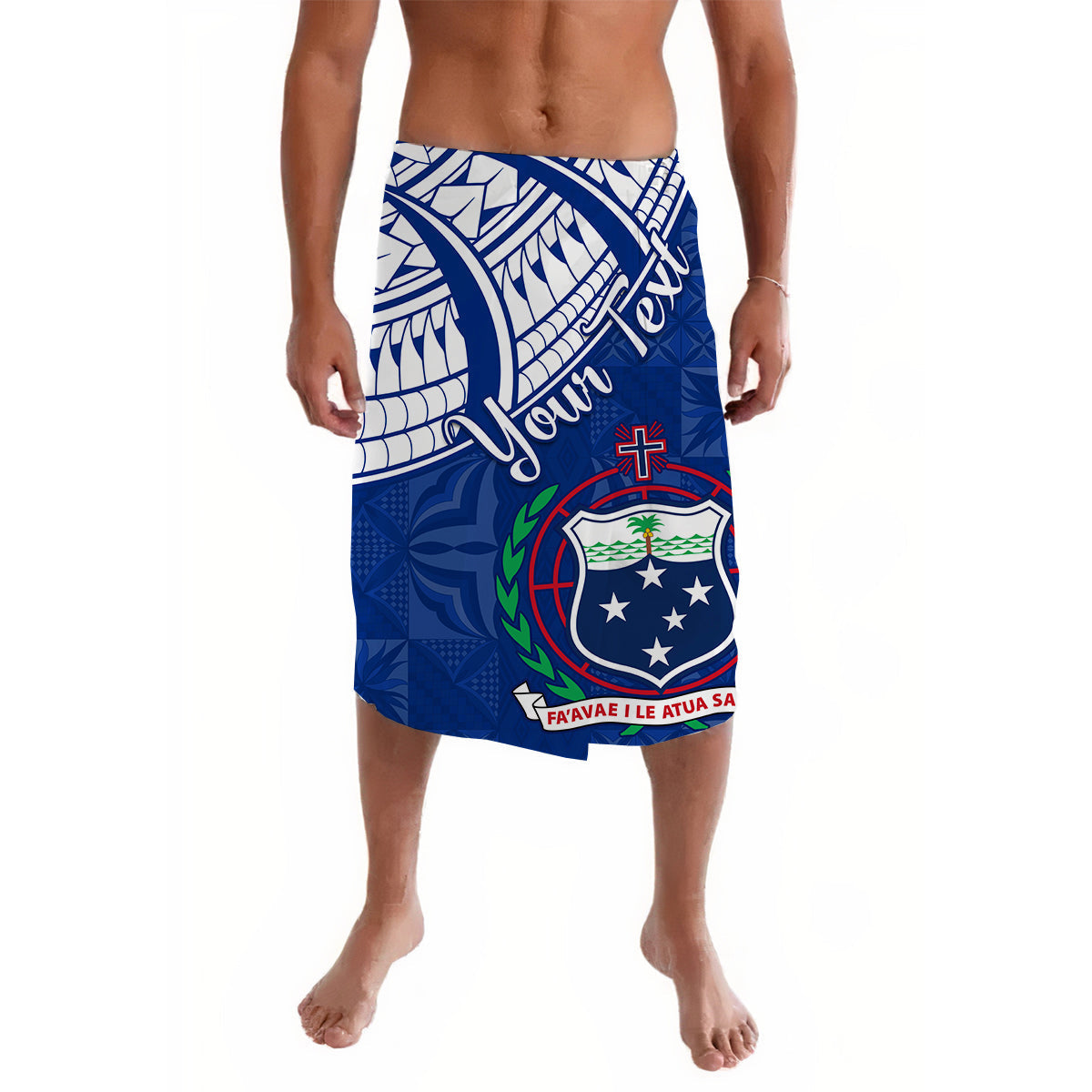 (Custom Personalised) Samoa Siapo Lavalava Sporty Mix Barkcloth Panel