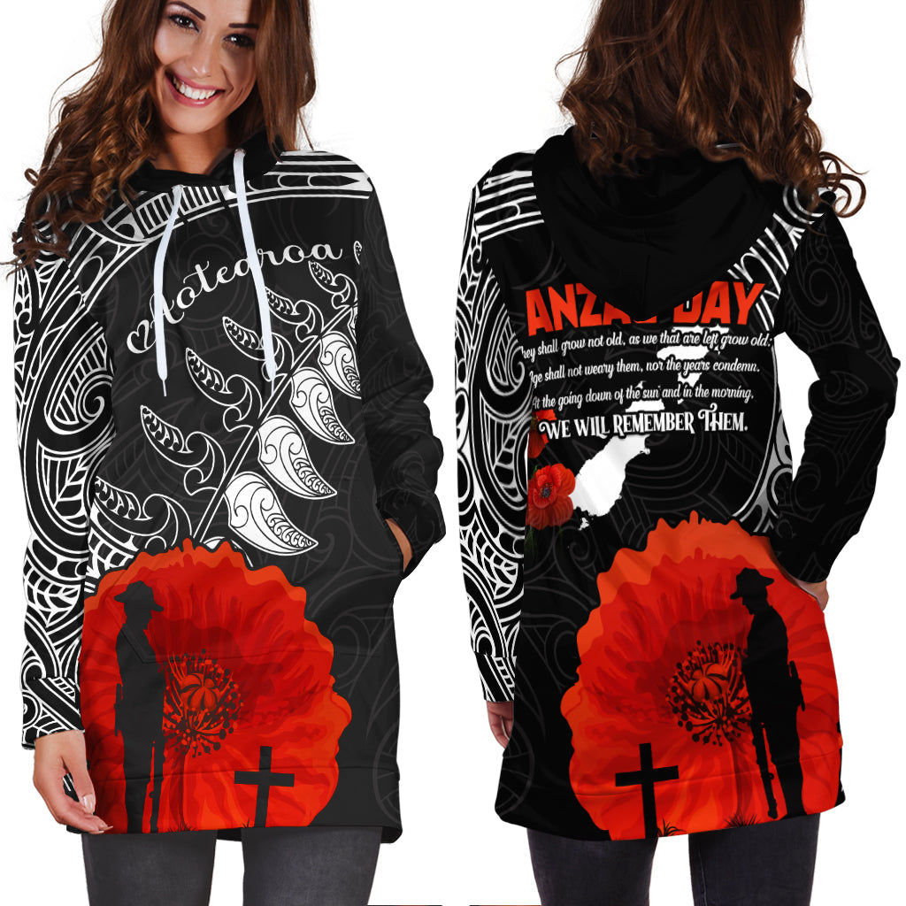 New Zealand Anzac 2022 Hoodie Dress Maori Mix Fern Poppy