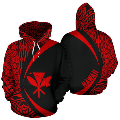 Kanaka Hawaii Map Red Polynesian Hoodie Circle Style
