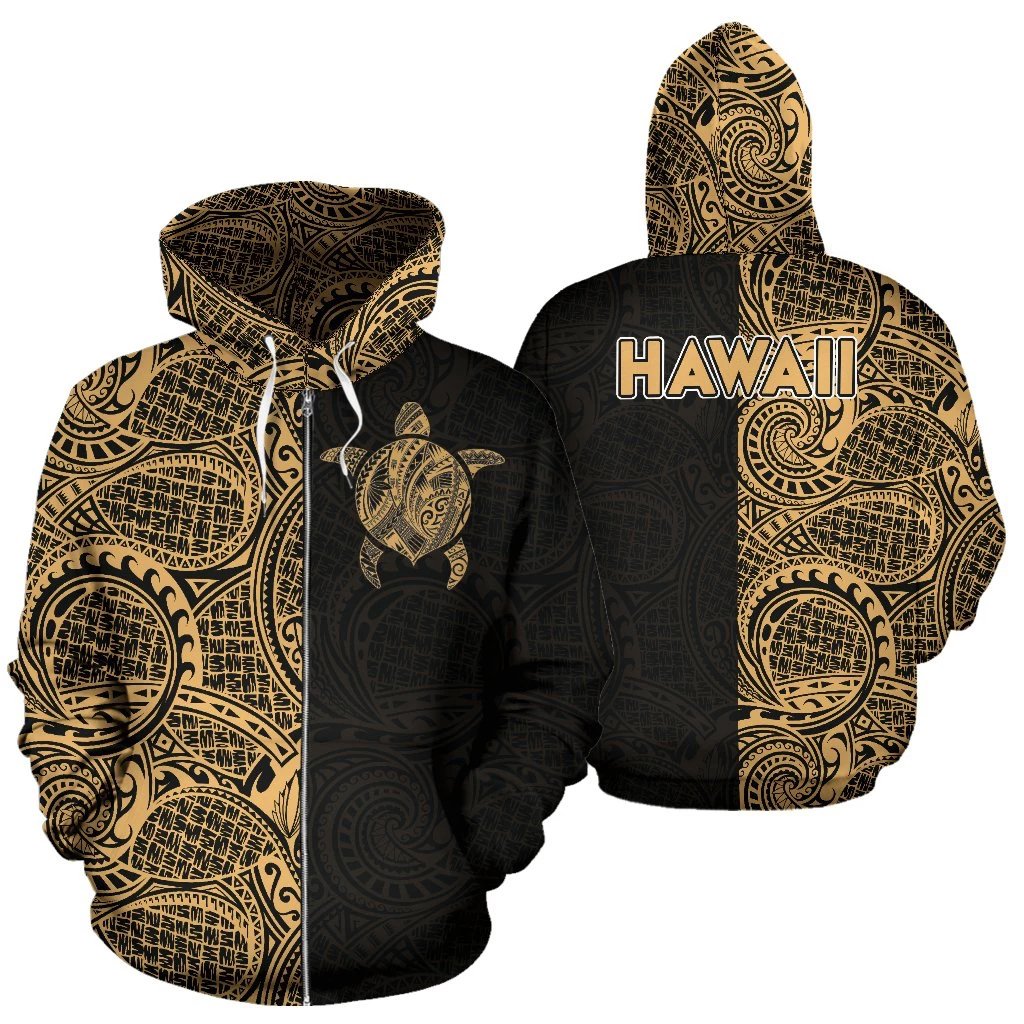 Hawaii Hoodie Zip Up Turtle Polynesian