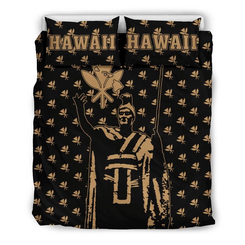 Hawaiian Kamehameka King Kanaka Maoli Golden Bedding Set
