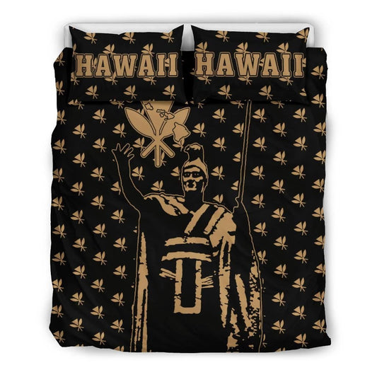 Hawaiian Kamehameka King Kanaka Maoli Golden Bedding Set