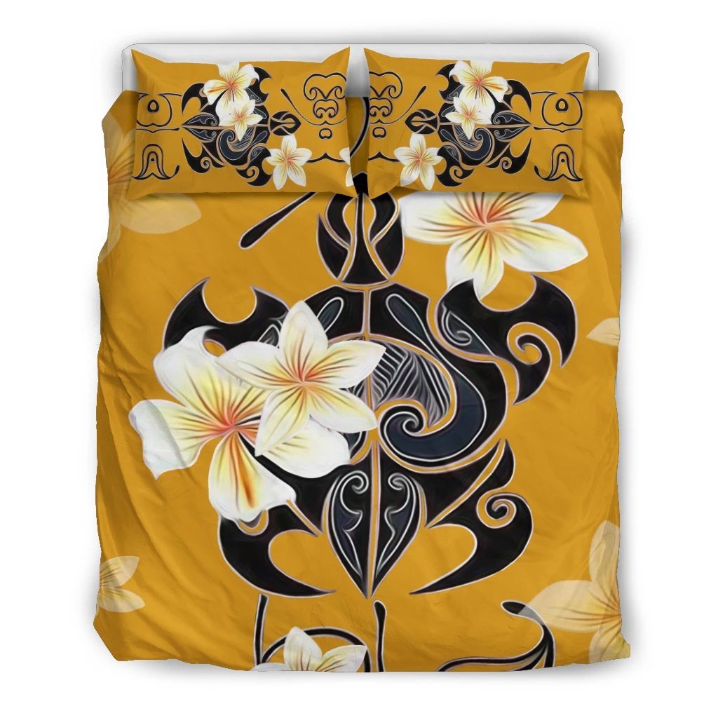 Hawaiian Turtle Plumeria Polynesian Bedding Set