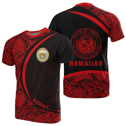 Hawaii Polynesian T-Shirt Red - Round Style