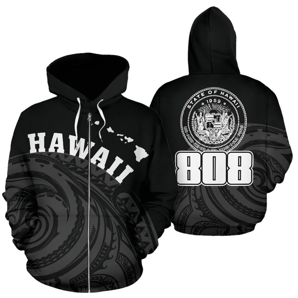 Hawaii Polynesia Zip up Hoodie Tatau Style