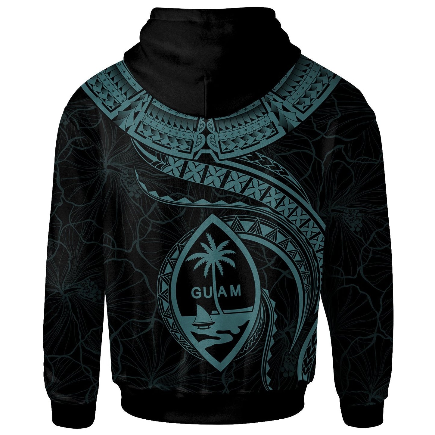 Guam Polynesian Hoodie Guam Waves (Turquoise)