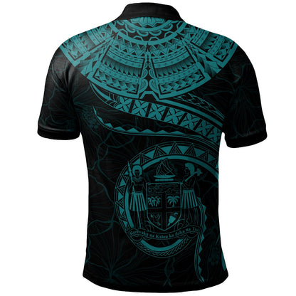 Fiji Polynesian Polo Shirt - Fiji Waves Turquoise