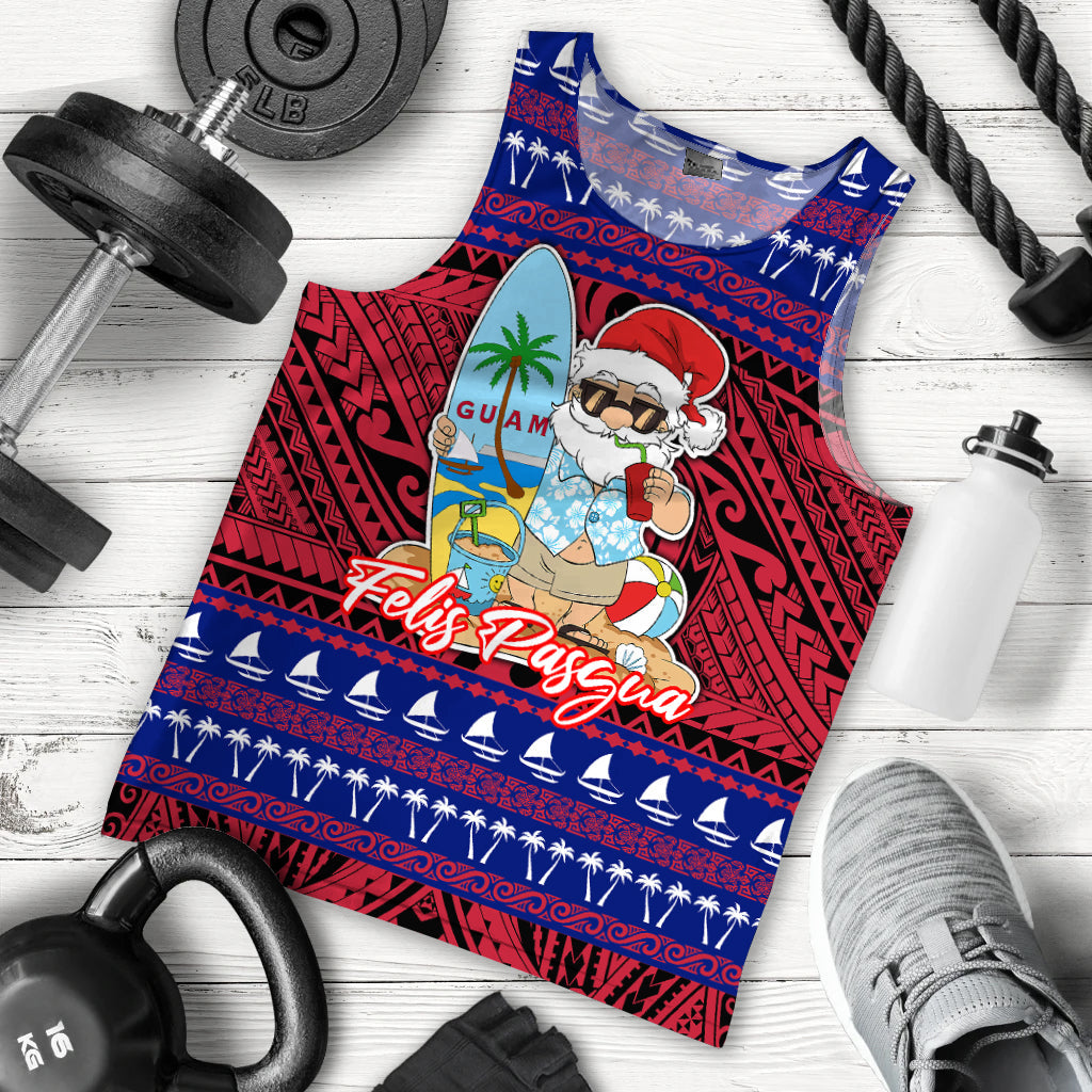 Guam Christmas Felis Pasgua Santas Guam Surf Board Men Tank Top