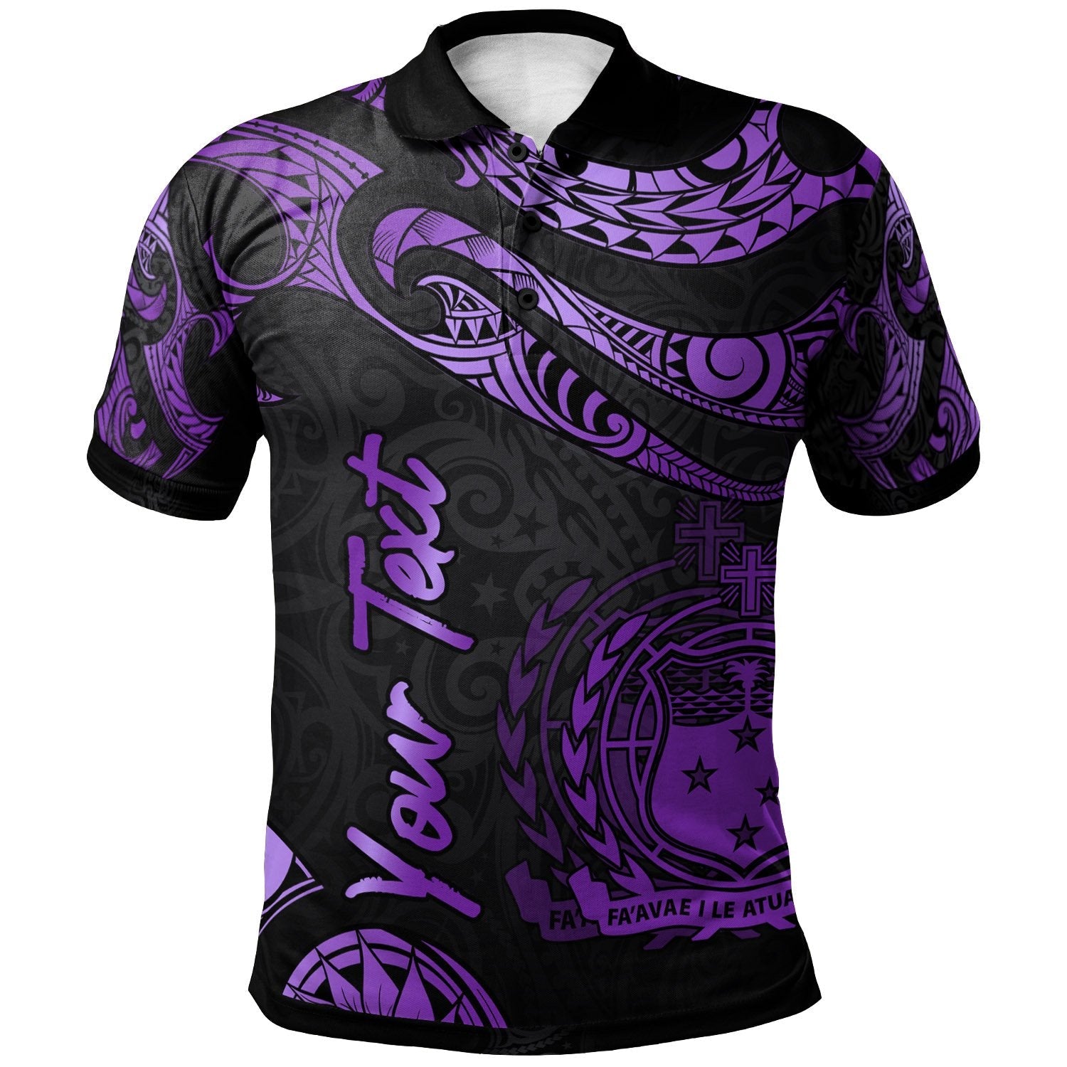 Samoa Polynesian Custom Personalised Polo Shirt - Poly Tattoo Purple Version