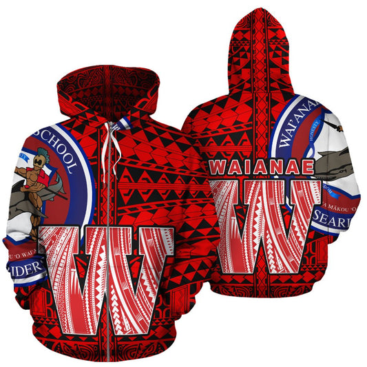 Hawaii Polynesian Zip-Up Hoodie Waianae