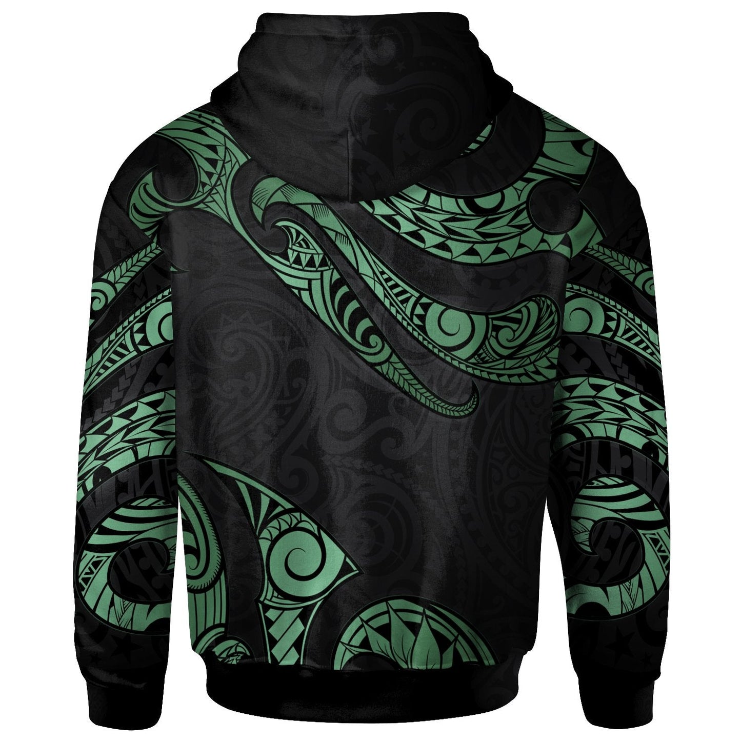New Caledonia Polynesian Zip Hoodie Poly Tattoo Green Version