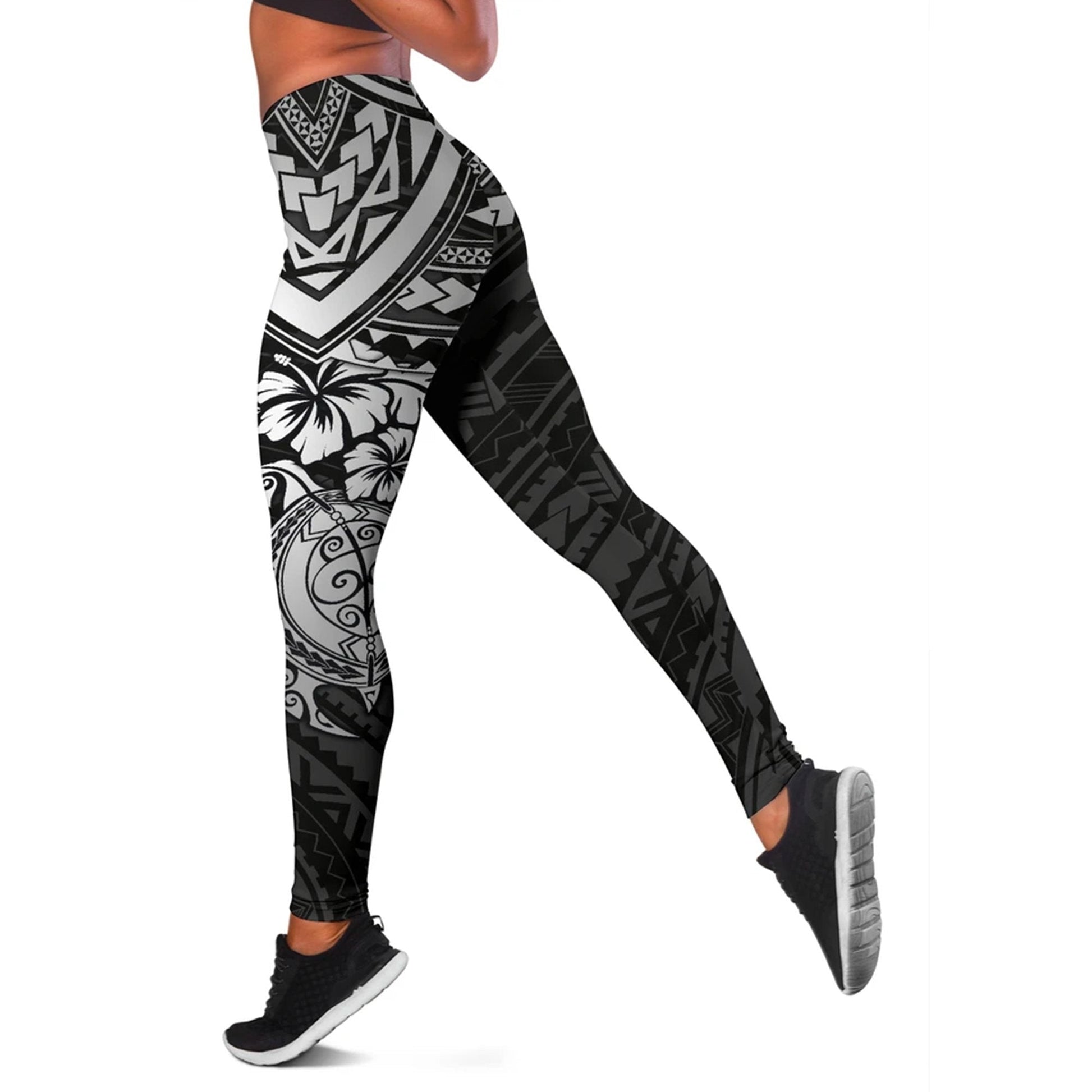 Polynesian Leggings - Polynesian White Turtle