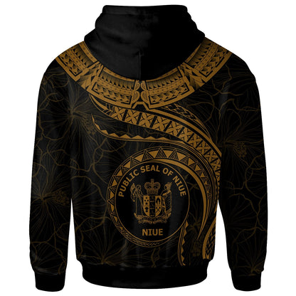 Niue Polynesian Hoodie Niue Waves Golden