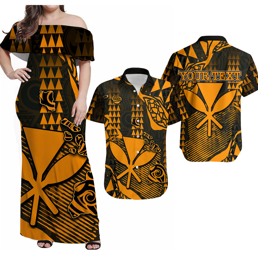 (Custom Personalised) Matching Couple Outfits Summer Hawaii Kanaka Map Combo Dress And Shirt Style No.3