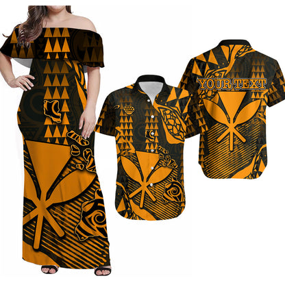 (Custom Personalised) Matching Couple Outfits Summer Hawaii Kanaka Map Combo Dress And Shirt Style No.3