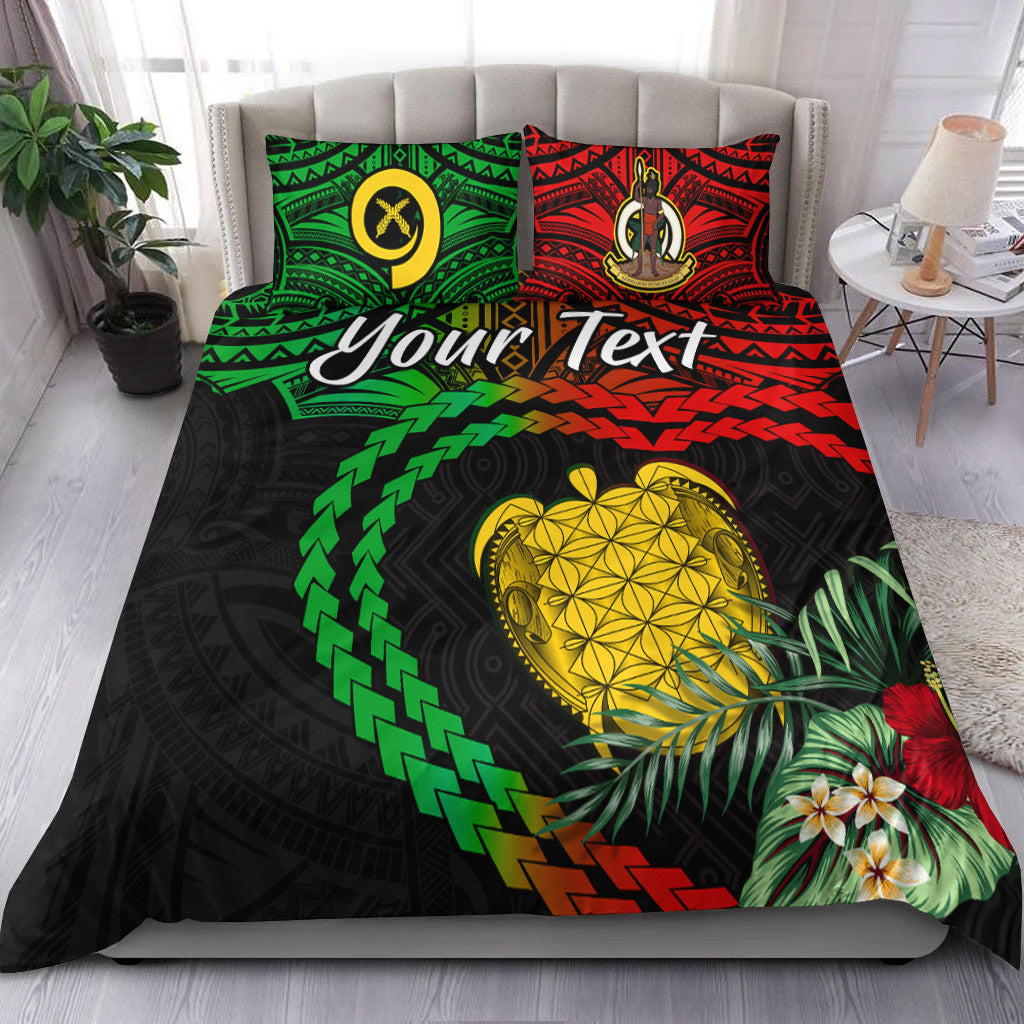 (Custom Personalised) Vanuatu Heart Polynesian Bedding Set Turtle Sand Drawings