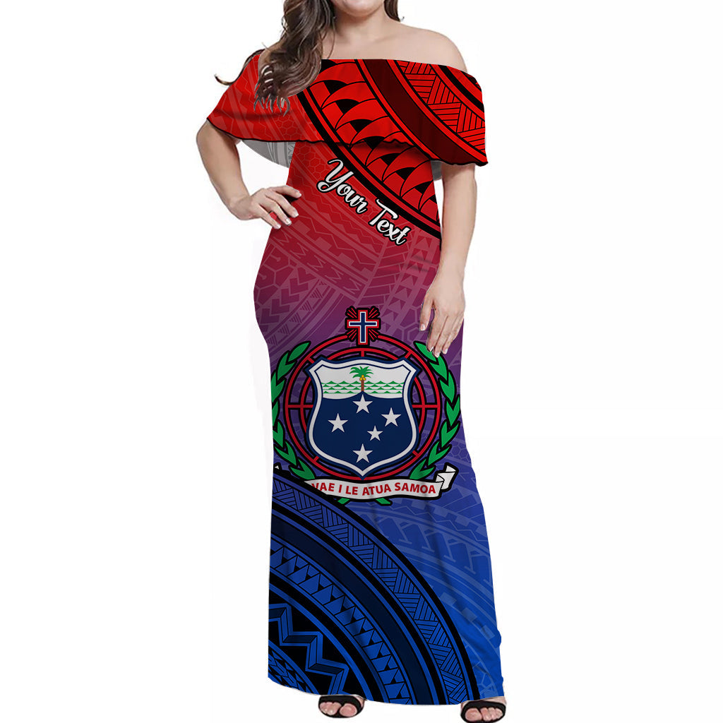Custom Personalised Samoa Off Shoulder Long Dress Style Gradient Sporty Original
