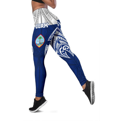 Guam Polynesian Women's Legging - Pattern With Seal Blue Version