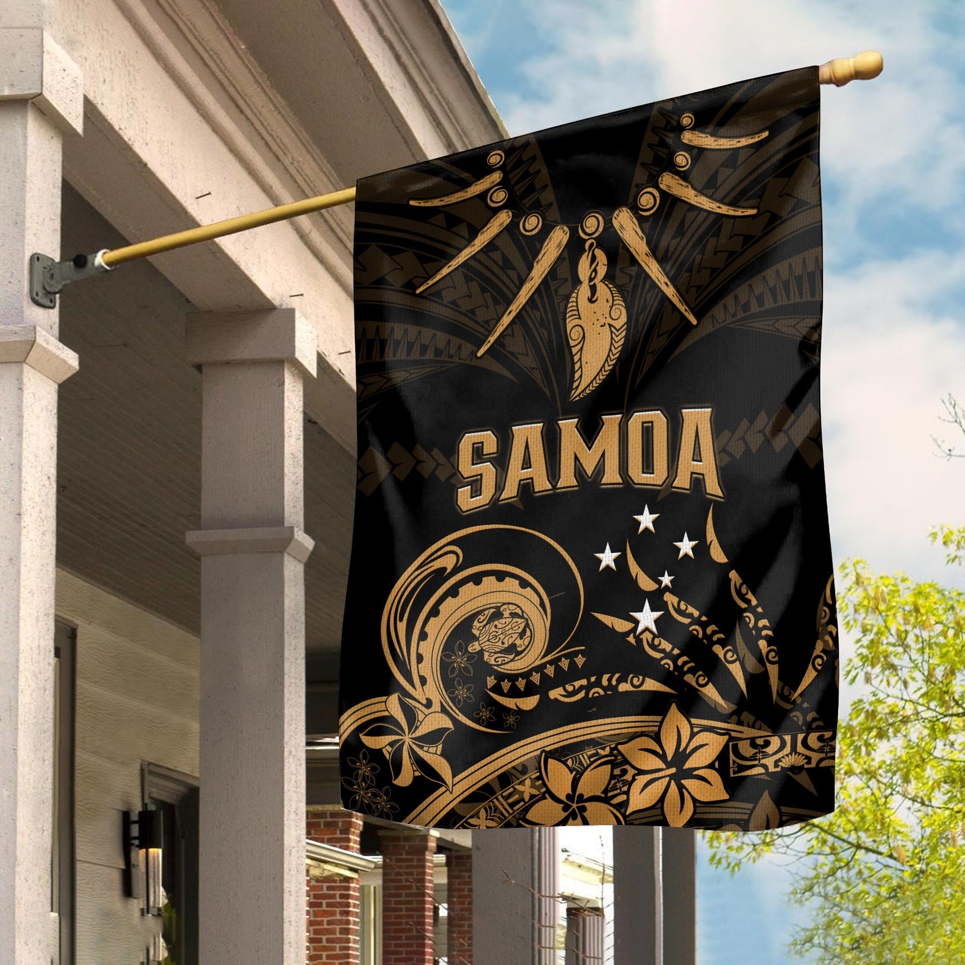 Samoa Tatau Flag Gold Polynesian Ula Nifo
